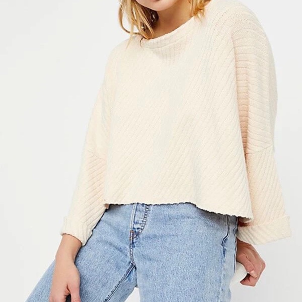 Free people I can’t wait sweater cream S p oversized wide sleeve